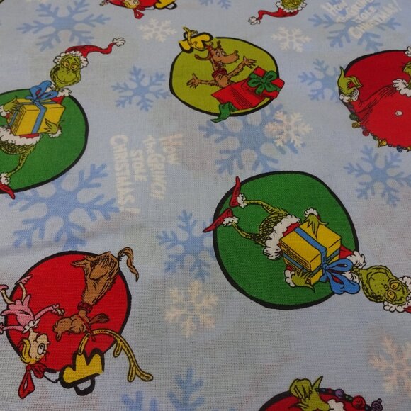 Festive THE GRINCH CHEER ORNAMENTS Handmade Cotton Pillowcase Standard/Queen - Picture 2 of 3